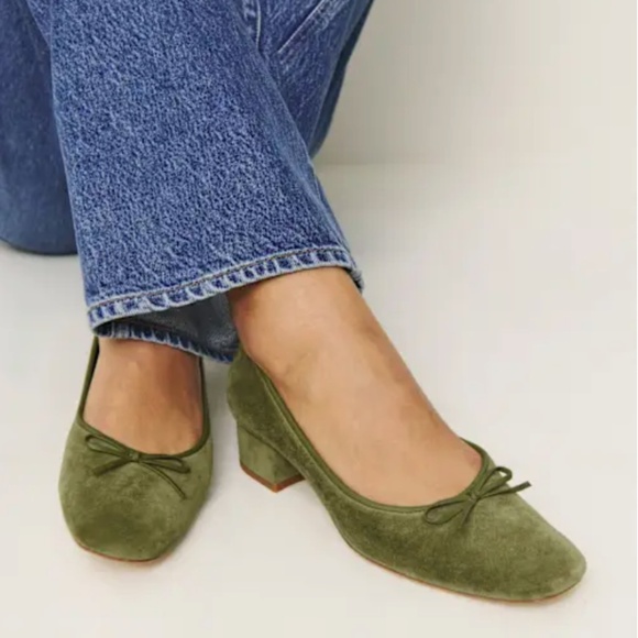 Reformation Terry Suede Ballet Black Heel Pump